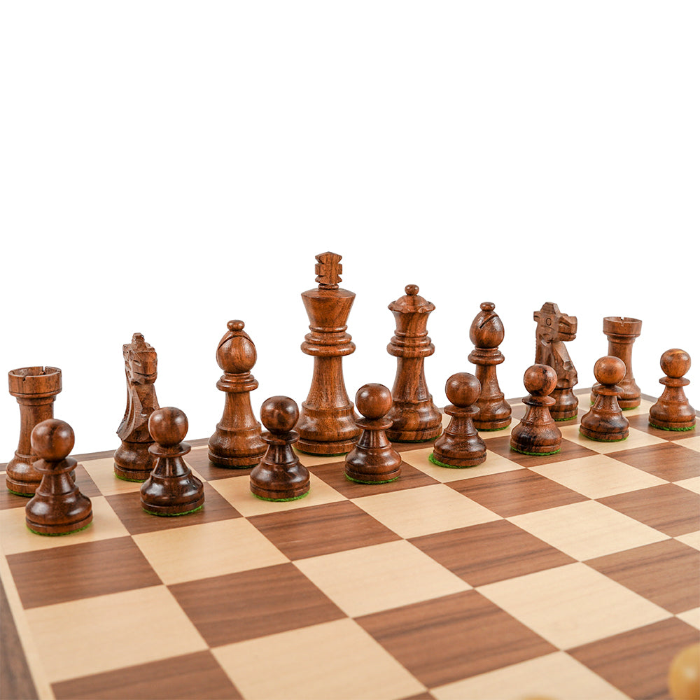 SECONDS: Reuben chess pieces: Staunton style in acacia and boxwood
