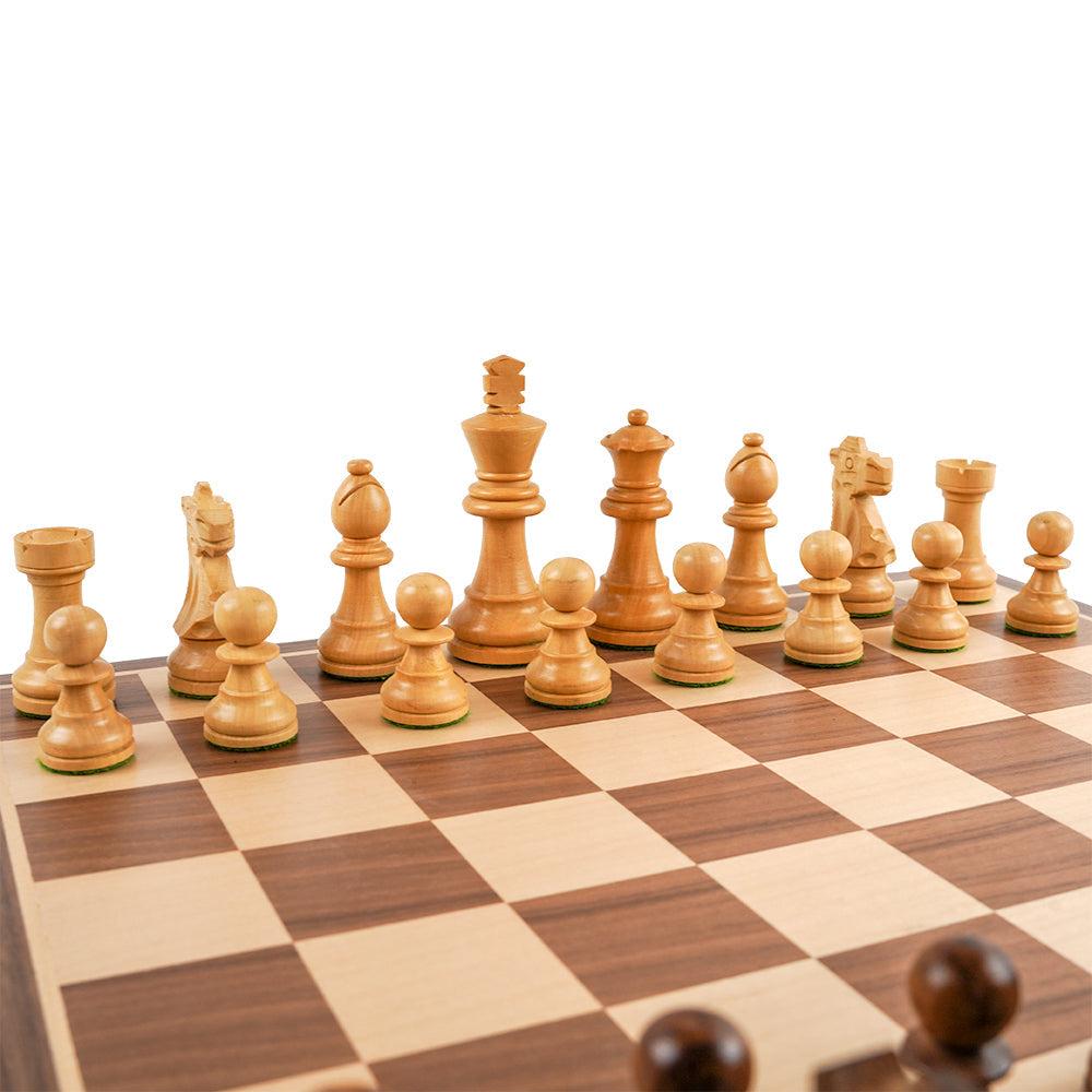 SECONDS: Reuben chess pieces: Staunton style in acacia and boxwood