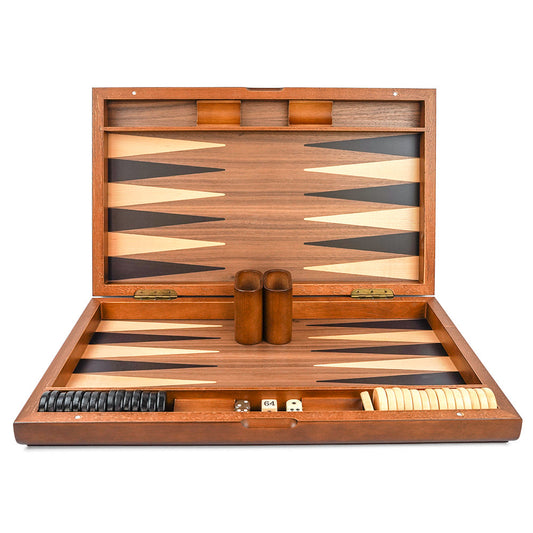 Hamburg folding backgammon set: Walnut veneer