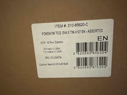 Pokemon Paldean Fates - tin - great tusk/iron treads/charizard (Sealed case = 6 Tins)